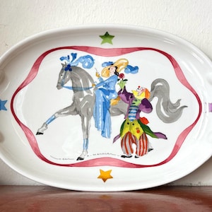 Villeroy and Boch Le Cirque Oval Platter Pickle Dish Made in Luxembourg Small Vitro Porcelain Platter Jean Mercier Signed PC3958