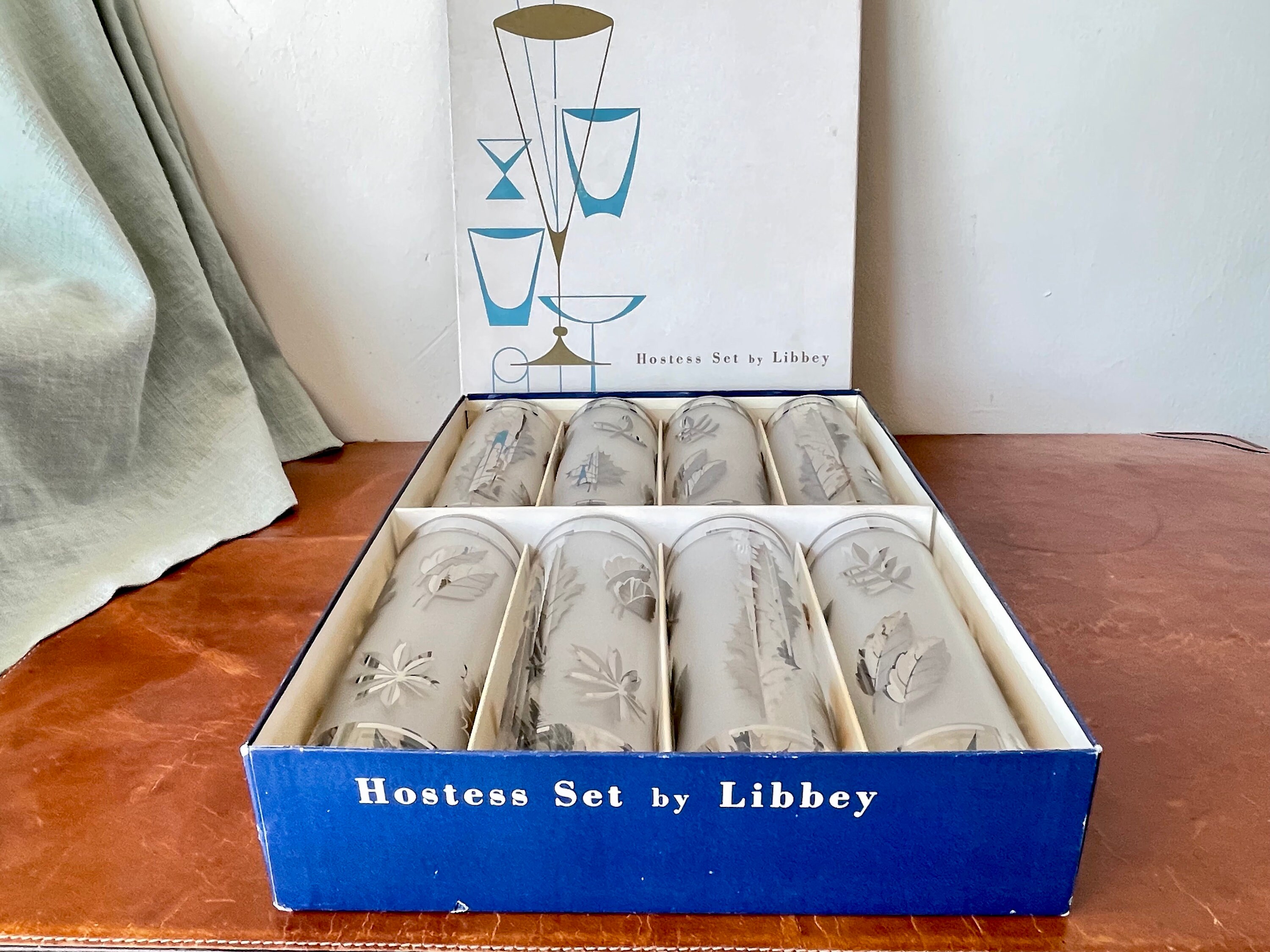 Vintage Libbey Silver Foliage Hostess Set in Box 8 Silver Leaf