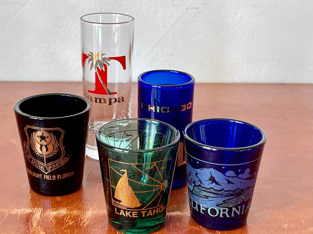 Travel Shot Glasses Set of 5 Libbey Souvenir City Shot Glasses Etsy