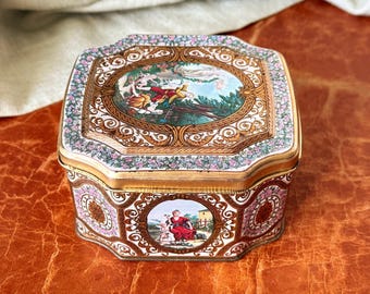 Vintage Meister Candy Confection Tin MCM Candy Tin Shabby Chic Decor Cottage Style SI2325