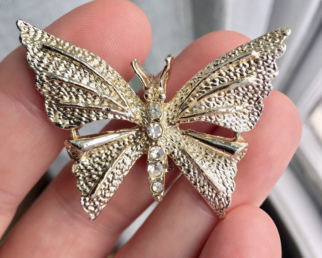 Vintage Butterfly Brooch Pin 1960s Gerrys Champagne Gold and Etsy