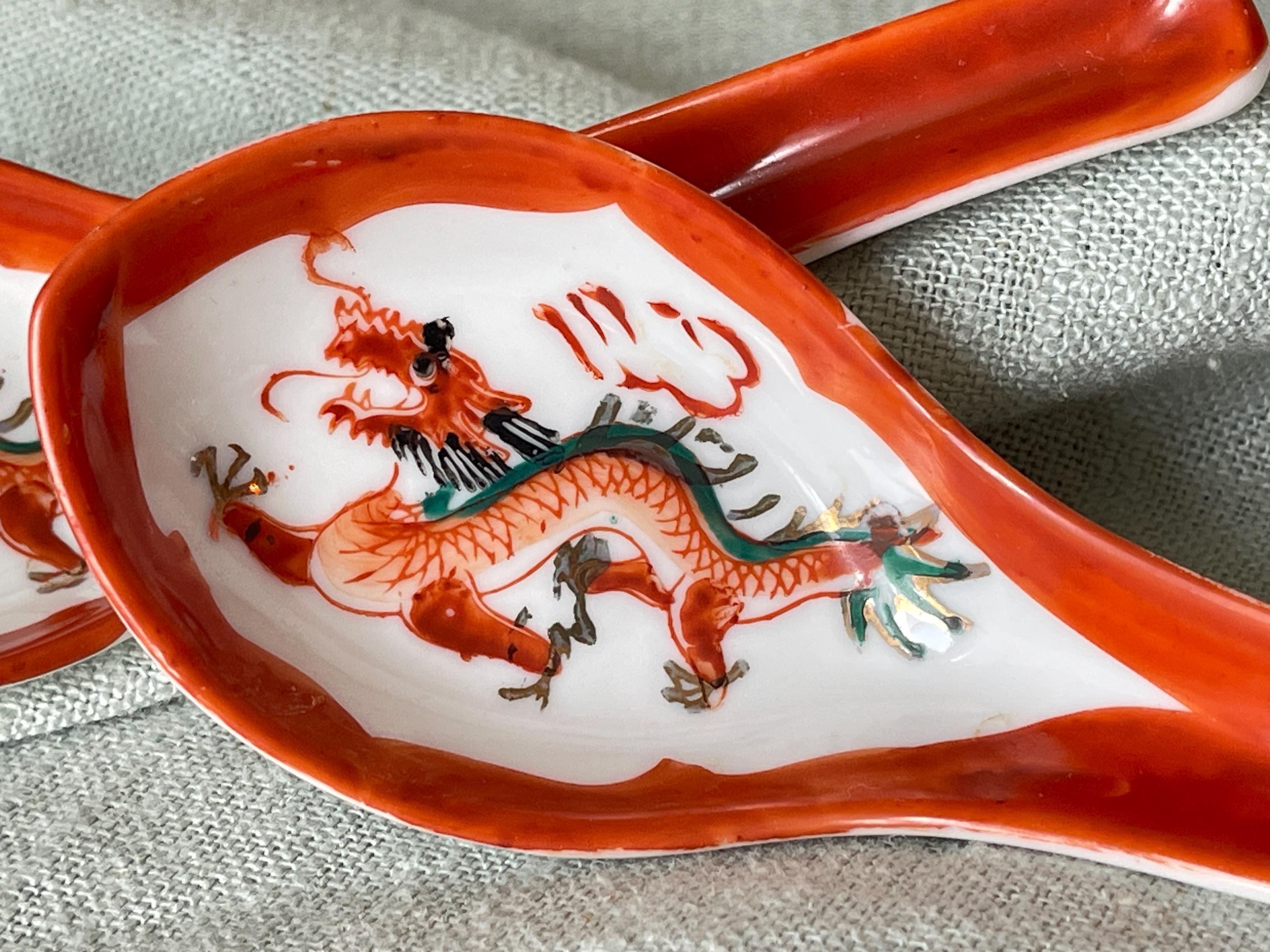 Antique Chinese Republic Porcelain Spoons Set of 2 Soup Spoons With ...