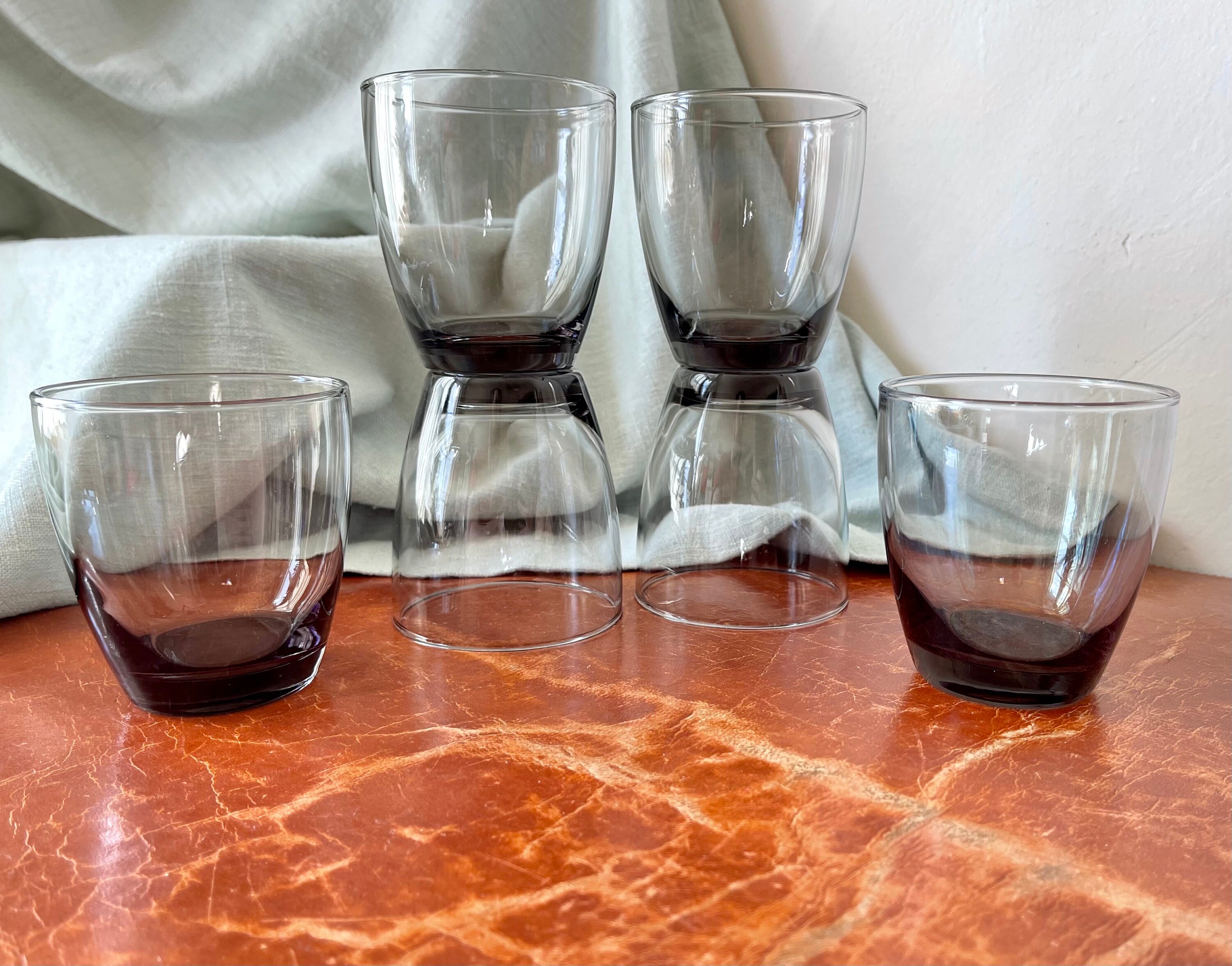 マールボロ クリスタルガラス Vintage Smoke Glass Cocktail Glasses Set of 6 Libbey MCM