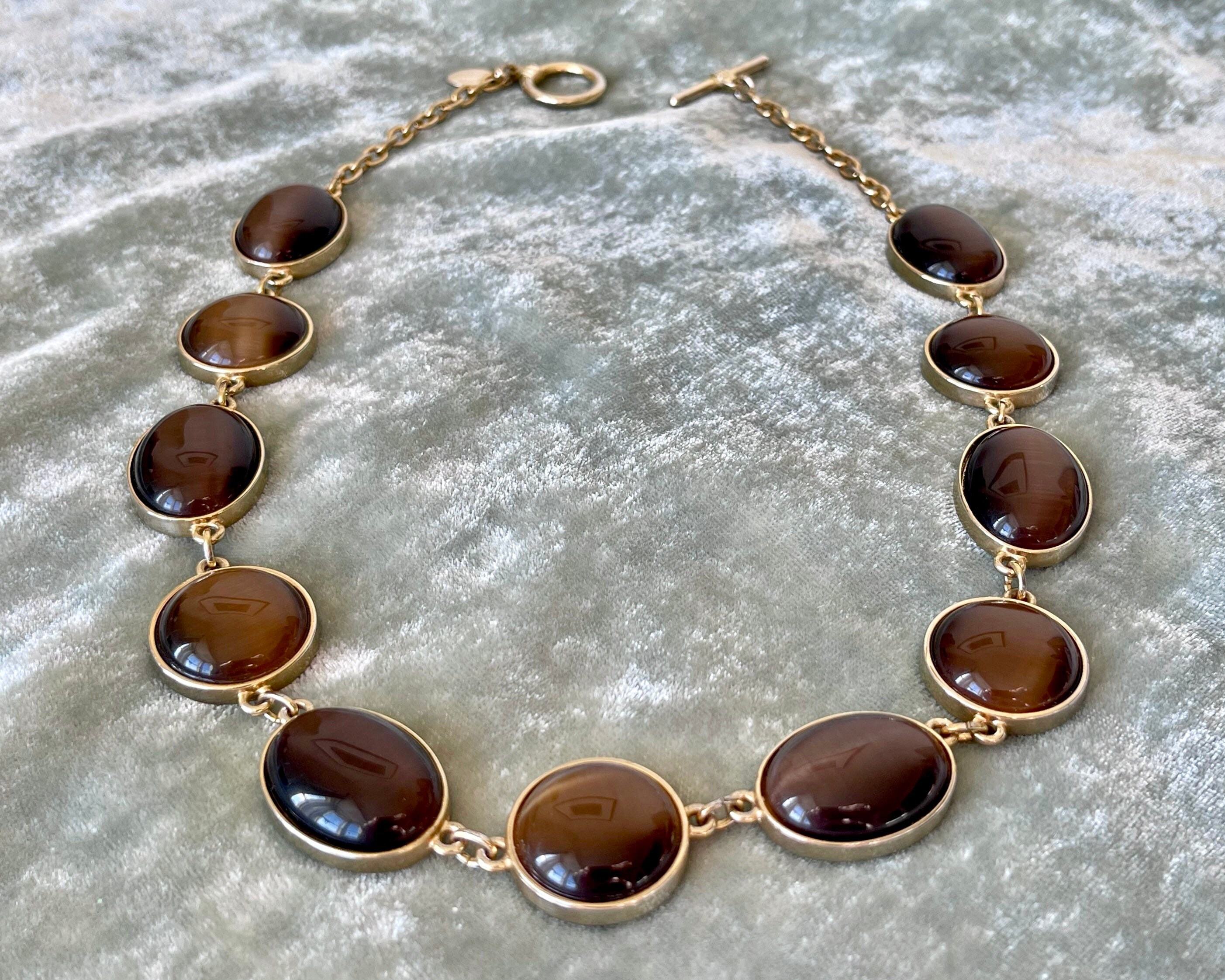 Tigers Eye Necklace Laila Rowe Glass Cabochon Tigers Eye - Etsy Israel
