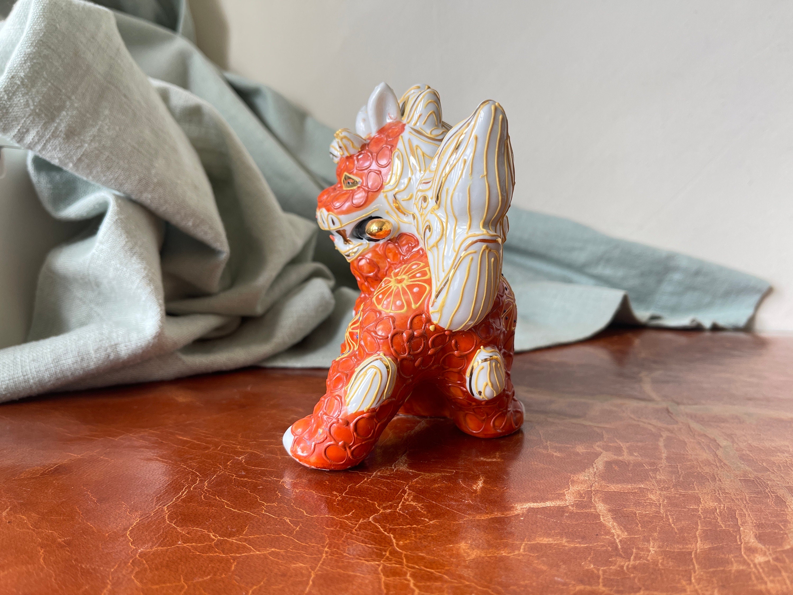 Vintage Satsuma Foo Lion Figure Shisa Dog Foo Dog Decoration