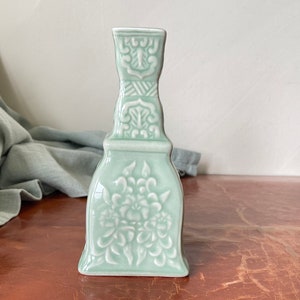 Chinese Celadon Candle Holder Andrea by Sadek Chopsticks Taper Embossed Celadon Candlestick Holder PC2972