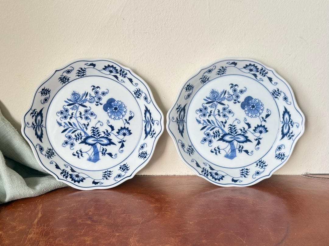 Vintage Blue Danube Au Gratin Baking Dishes Set of 2 Blue Onion Pattern ...