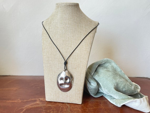 Tribal Mask Spoon Pendant Necklace Upcycled Handm… - image 3