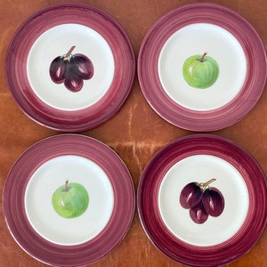 Italian Hand Painted Fruit Plates Set of 4 Salad Plates by Cherubini Made in Italy Tuscany Style Home PC1138