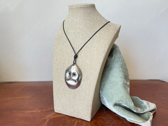 Tribal Mask Spoon Pendant Necklace Upcycled Handm… - image 5
