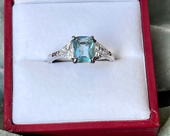 Emerald Cut Blue Topaz Ring Size 7.75 Blue Topaz … - image 2