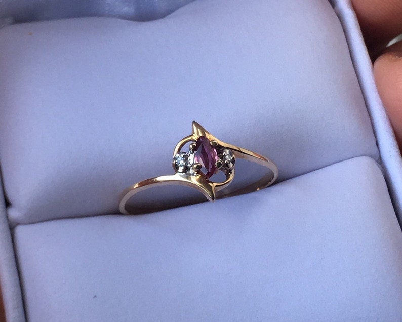 Ruby and Diamond 10k Gold Ring Size 7 10k Gold Vintage Estate JewelryJuly Birthstone40th Anniversary FJ77A
