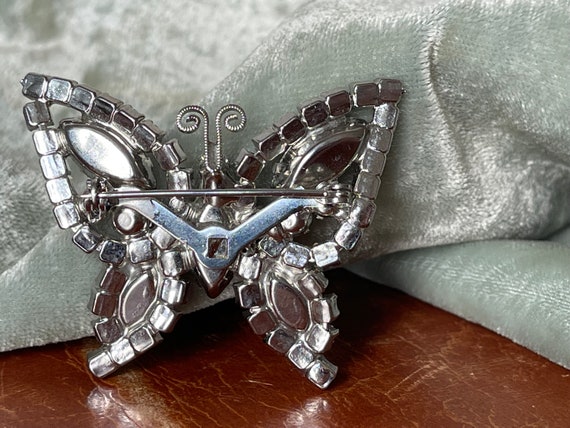 Vintage Butterfly Brooch Blue Rhinestone Juliana Style
