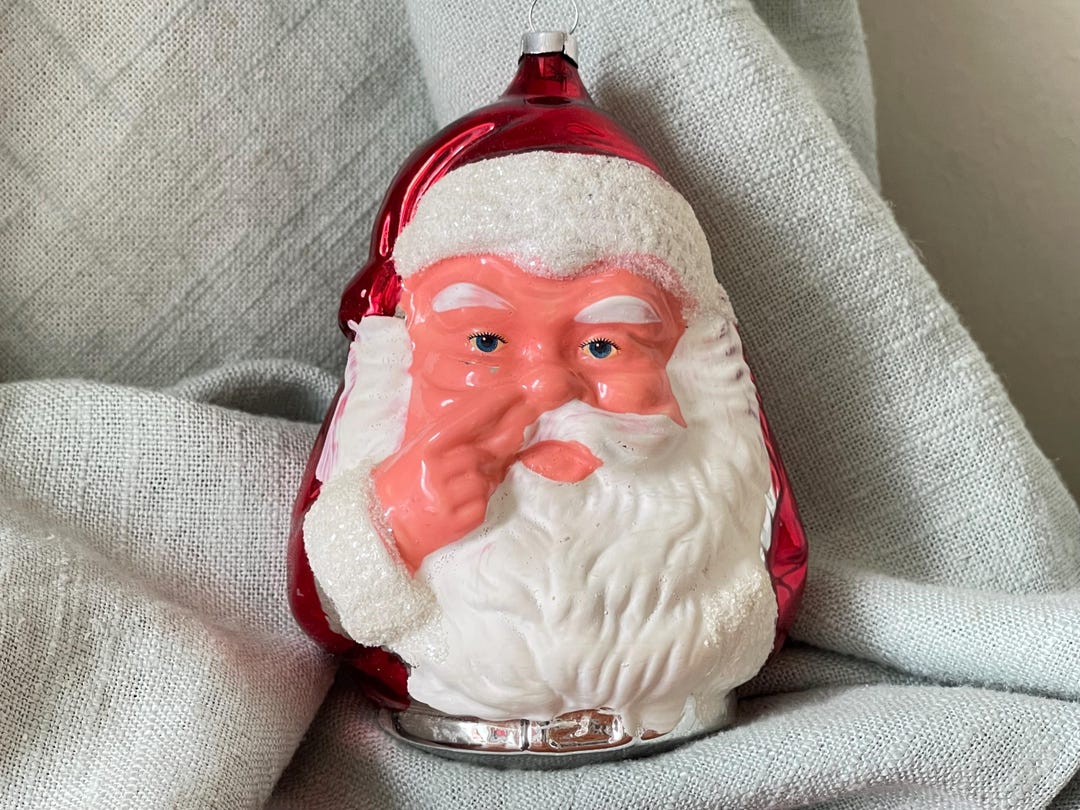 Vintage West Germany Santa Claus Glass Christmas Ornament 1960’s Blown ...