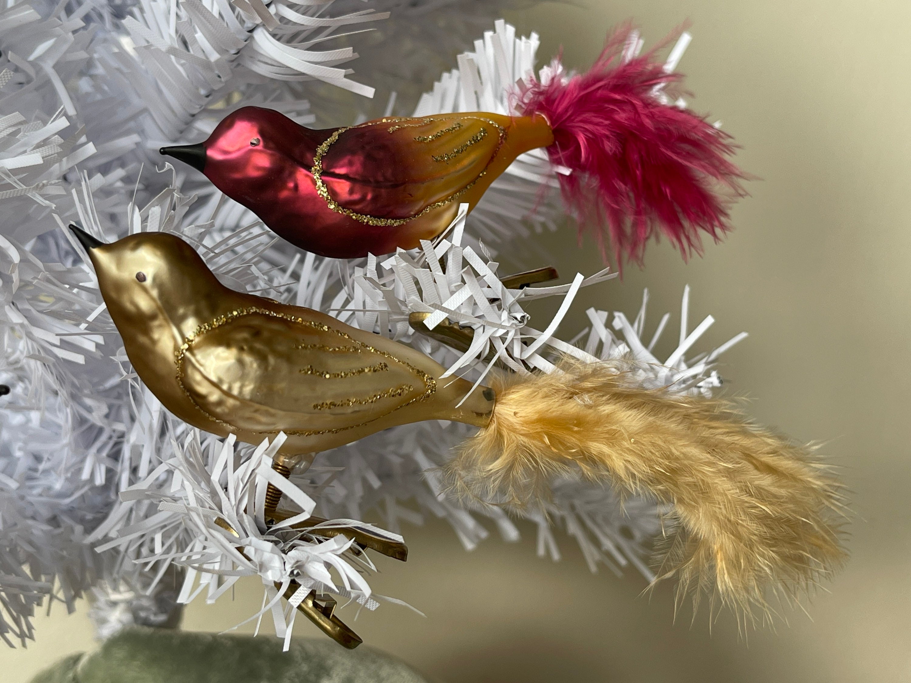 German Blown Glass Bird Clip on Christmas Ornaments Set of 3 Etsy