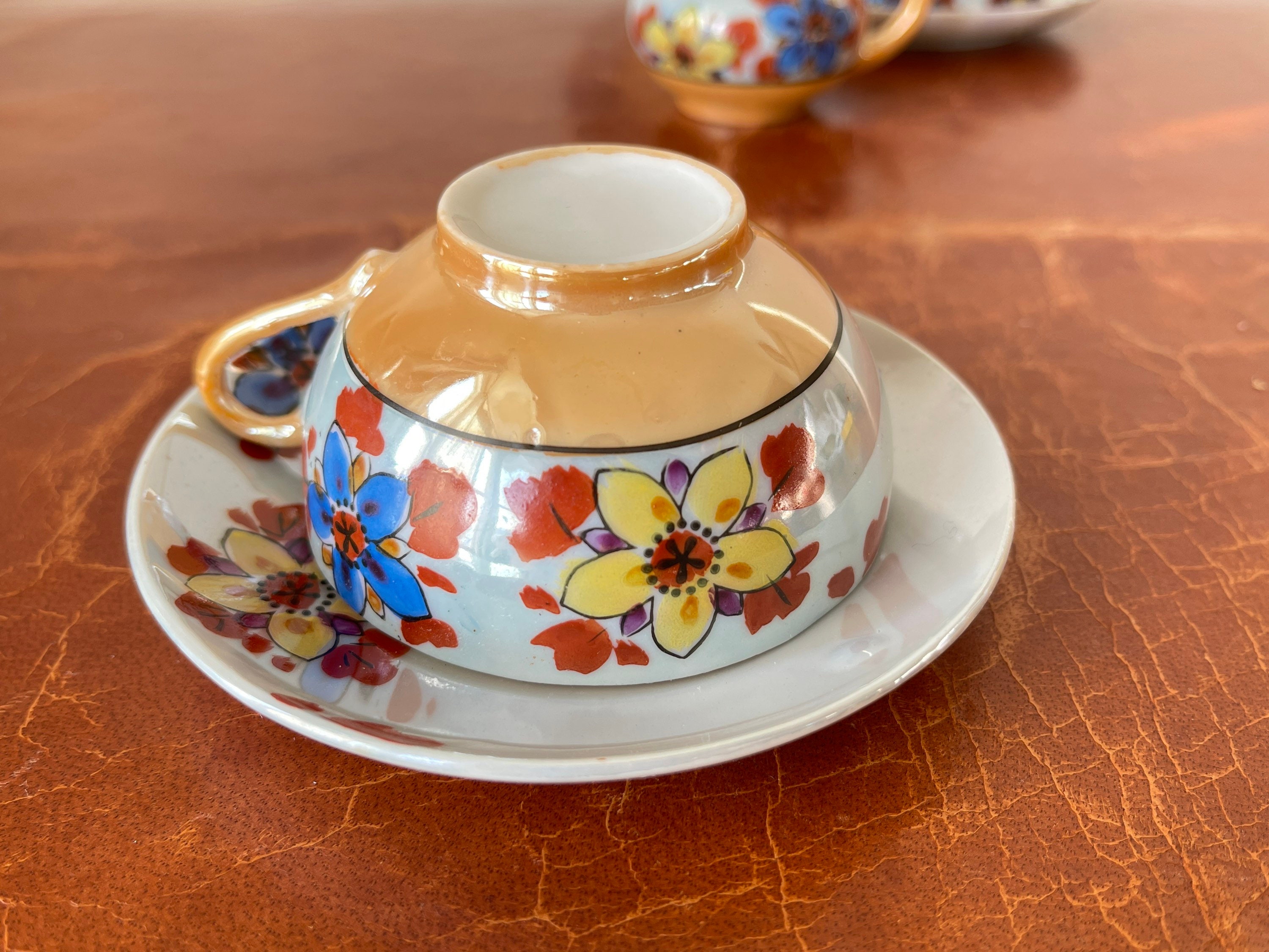 Vintage Japanese Porcelain Lusterware Tea Cups 6 Piece Vintage Japanese Porcelain Lusterware Tea Cups 6 Piece