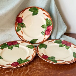 Franciscan Apple Pattern Salad Plates Set of 3 Franciscanware Apple Plates with USA “TV” Back Stamp from the 1960’s PC4138
