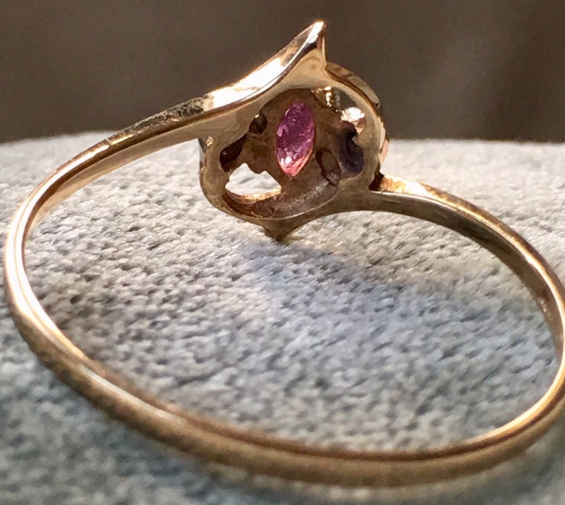 Ruby and Diamond 10k Gold Ring Size 7 10k Gold Vintage Estate JewelryJuly Birthstone40th Anniversary FJ77A