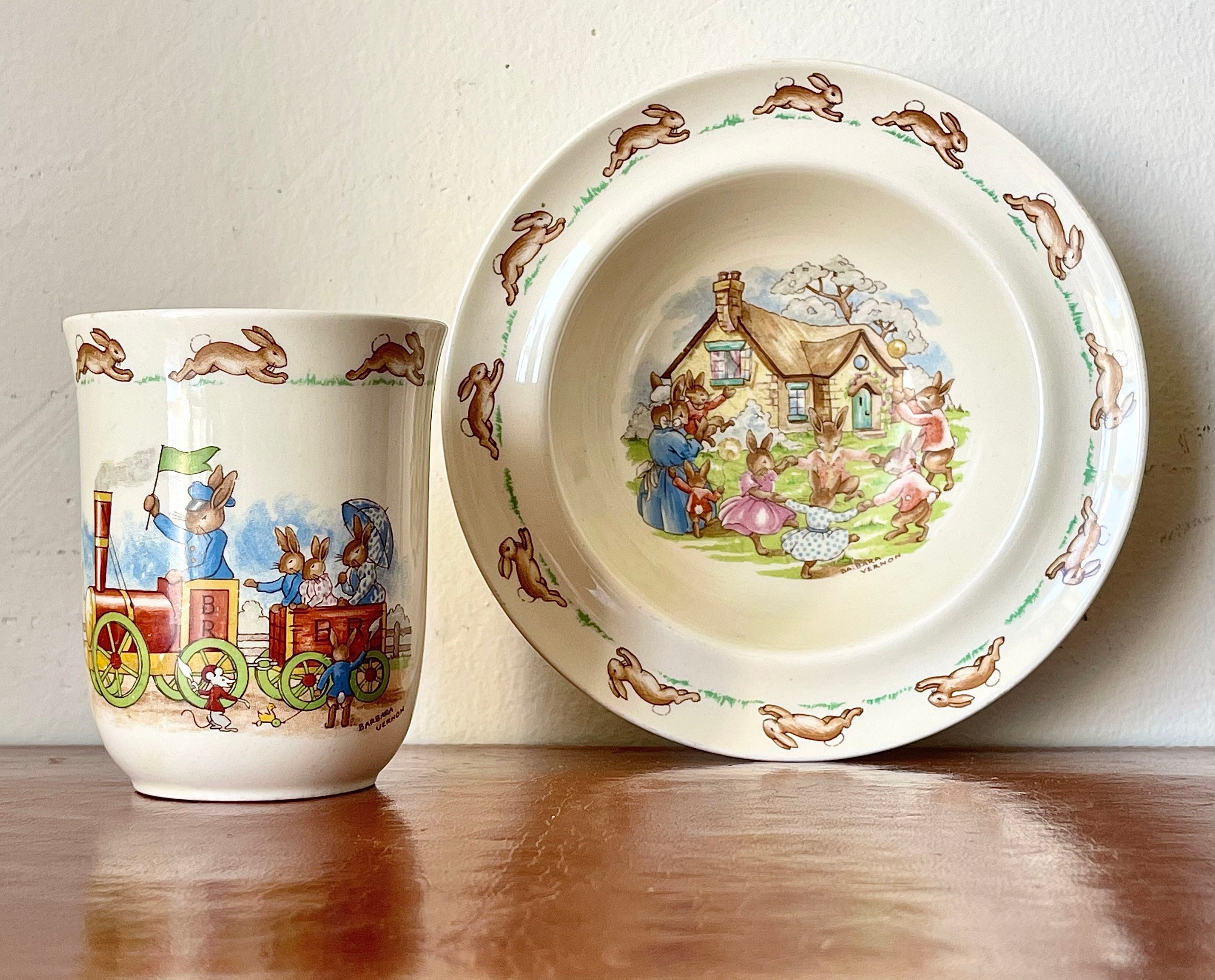 Royal Doulton Bunnykins Fruit Bowl and Beaker Cup 1950