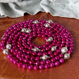 Vintage Mercury Glass Pink and Silver Beaded Garland Christmas Tree Glass Garlard made in Japan circa 1950’s OR1927