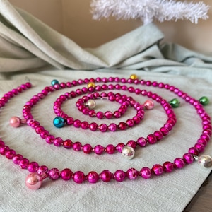 Vintage Pink Mercury Glass Garland Rare Glass Christmas Tree Garlard made in Japan circa 1950’s OR1940