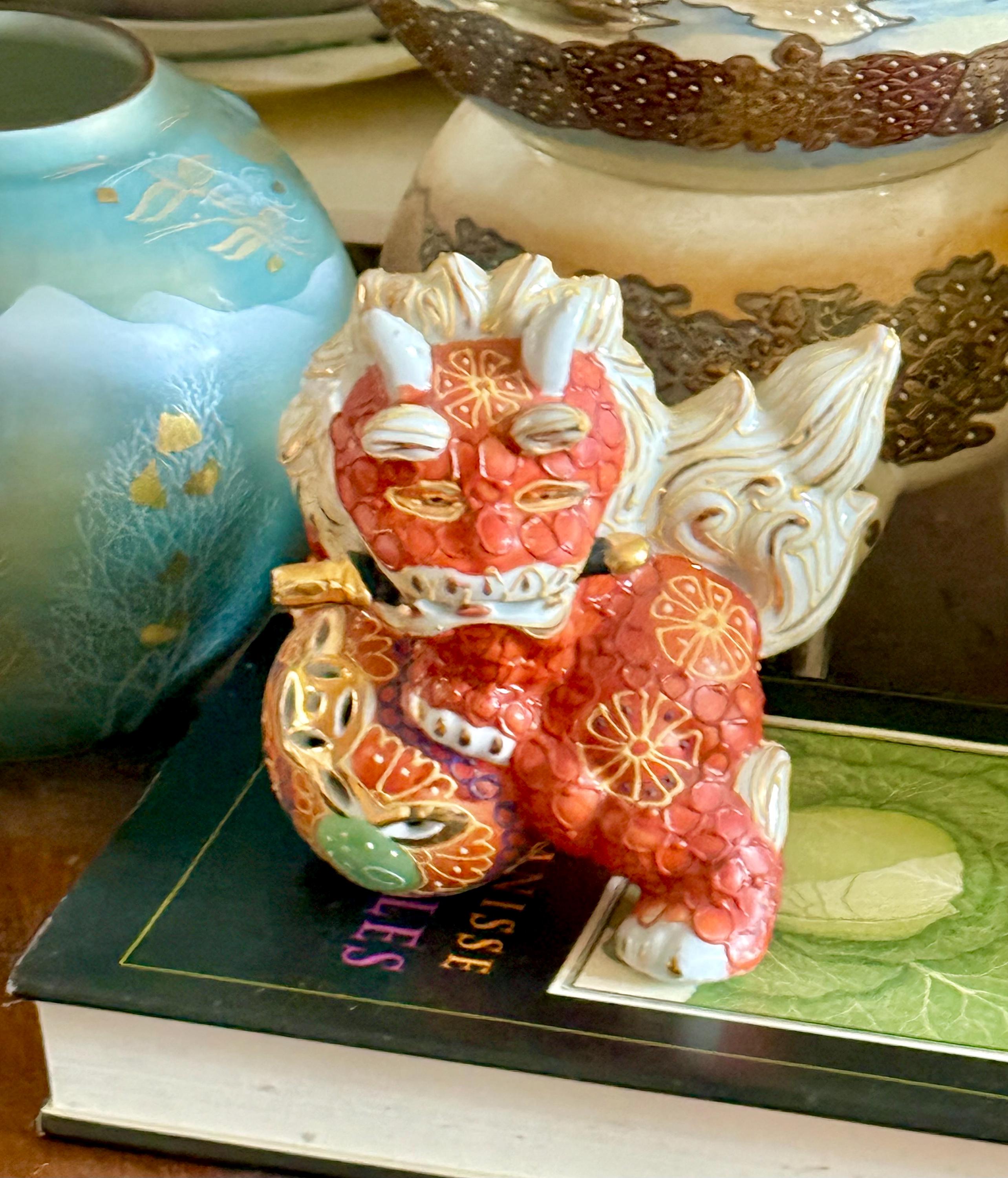 Vintage Satsuma Foo Lion Figure Shisa Dog Foo Dog Decoration