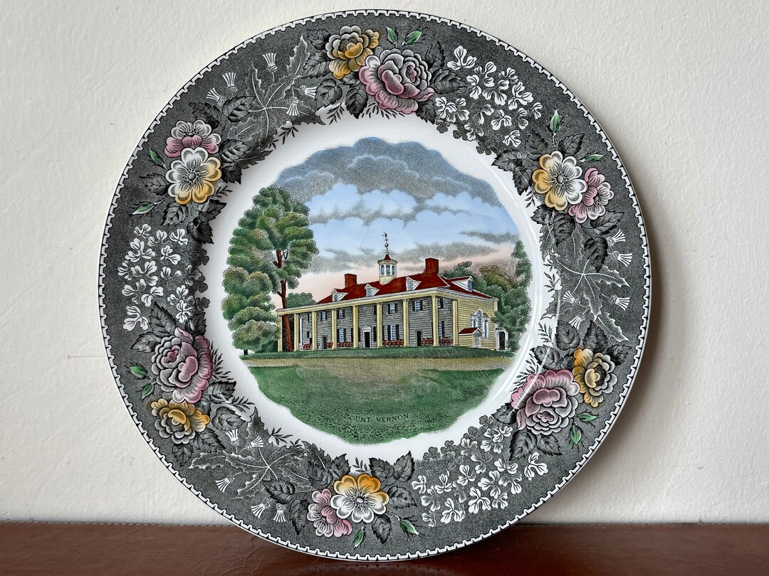 Old English Staffordshire Ware Mount Vernon Souvenir Plate Circa 1960s