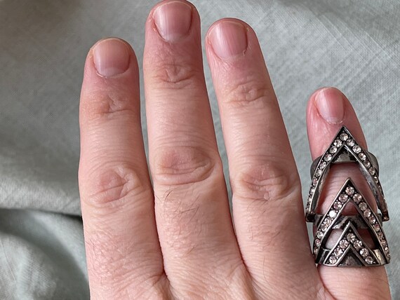 Gauntlet Knuckle Ring Hinged Articulted Silver Rh… - image 5