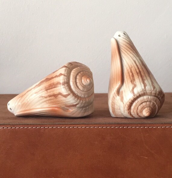 Japanese Shell Salt and Pepper Shakers/ Otagiri Japan Conch Etsy