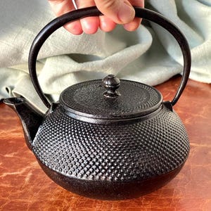 Japanese Iwachu Ironware Teapot Tetsubin Ironware Black Hobnail Design Teapot 30 oz Capacity SI1806