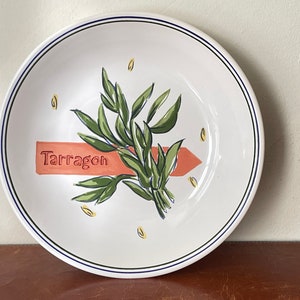 Vintage Pottery Barn Portugal Tarragon Pattern Pasta Salad Serving Bowl 9-1/4” Shallow Bowl 1980’s PC3454