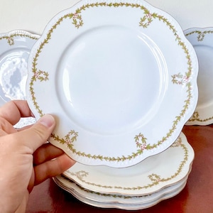 Antique Heinrich and Co Bavaria Salad Plates Set of 6 Tiara Laurel Garland Design Plates PC706