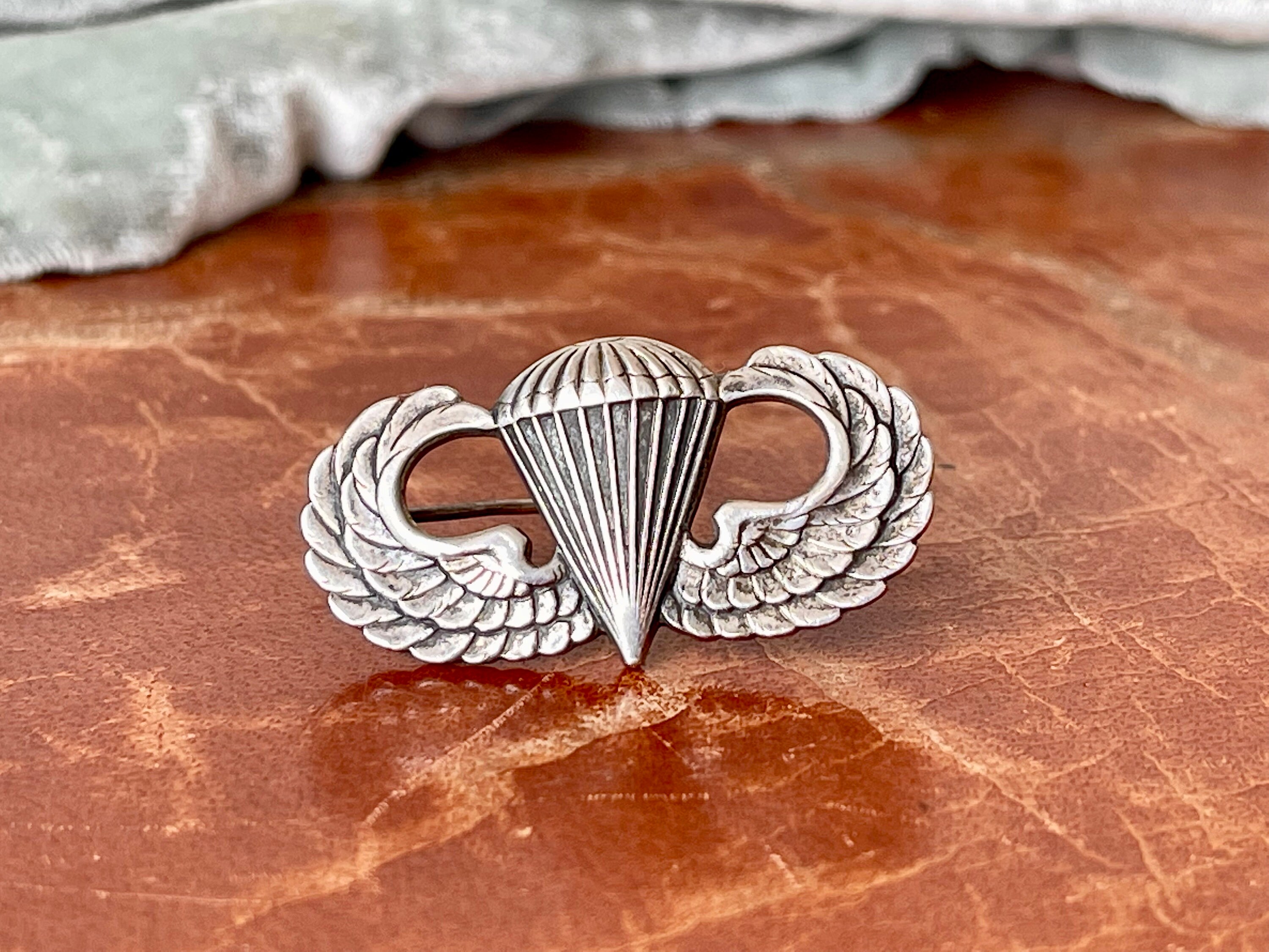 Vintage Sterling Silver Paratrooper Jump Pin 1940's WW2 Military