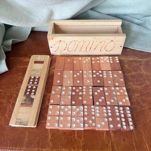 Wooden Domino Set Handmade Wood  28 Piece Domino Set in Original Wooden Box SI2060
