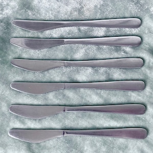 British Airways Dinner Knives set of 6 1980’s First Class Stainless Flatware Airline Collectibles Travel Aviation Memorabilia SI755