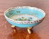 Antique Limoges France Porcelain Bon Bon Dish Signed E.G. Hand Painted Limoges France Footed French Trinket Dish PC962