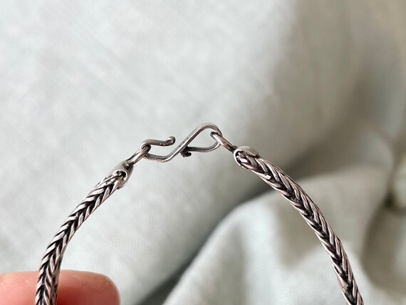 Vintage Sterling Silver Woven Rope Bracelet Wheat… - image 8