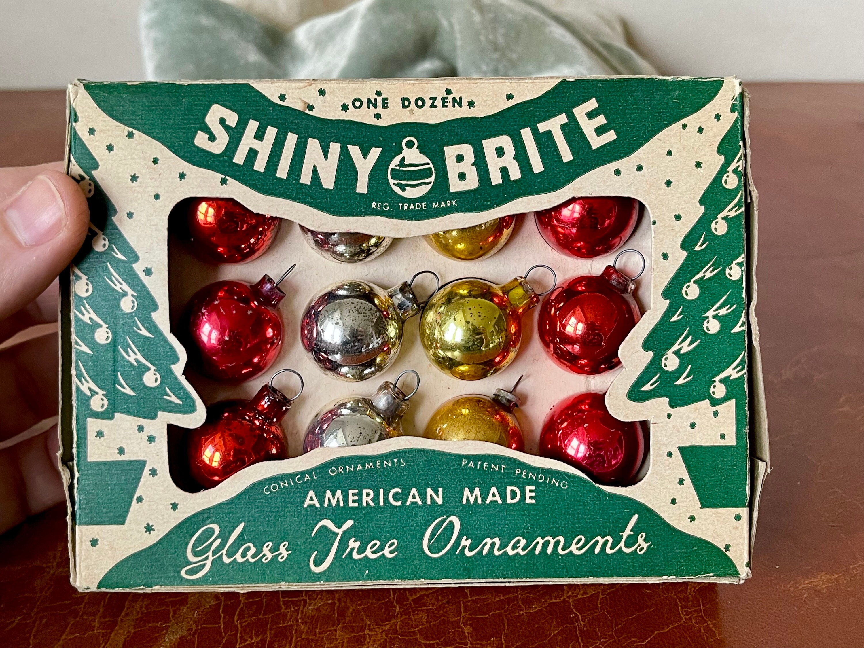 Vintage Shiny Brite Miniature Christmas Tree Ornaments 12