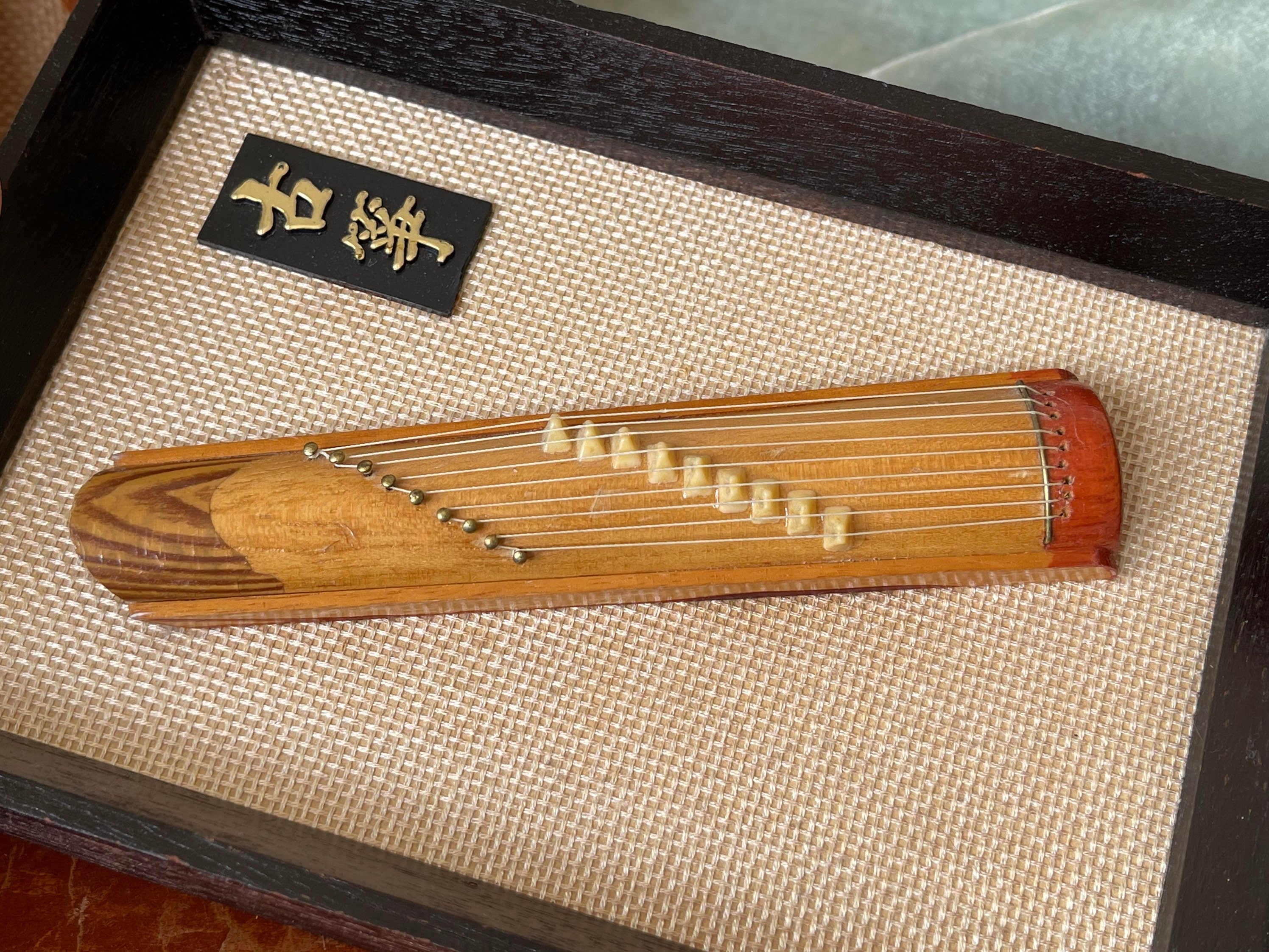 Vintage Chinese Miniature Musical Instruments Framed Pictures Set of 4 Wall  Hang