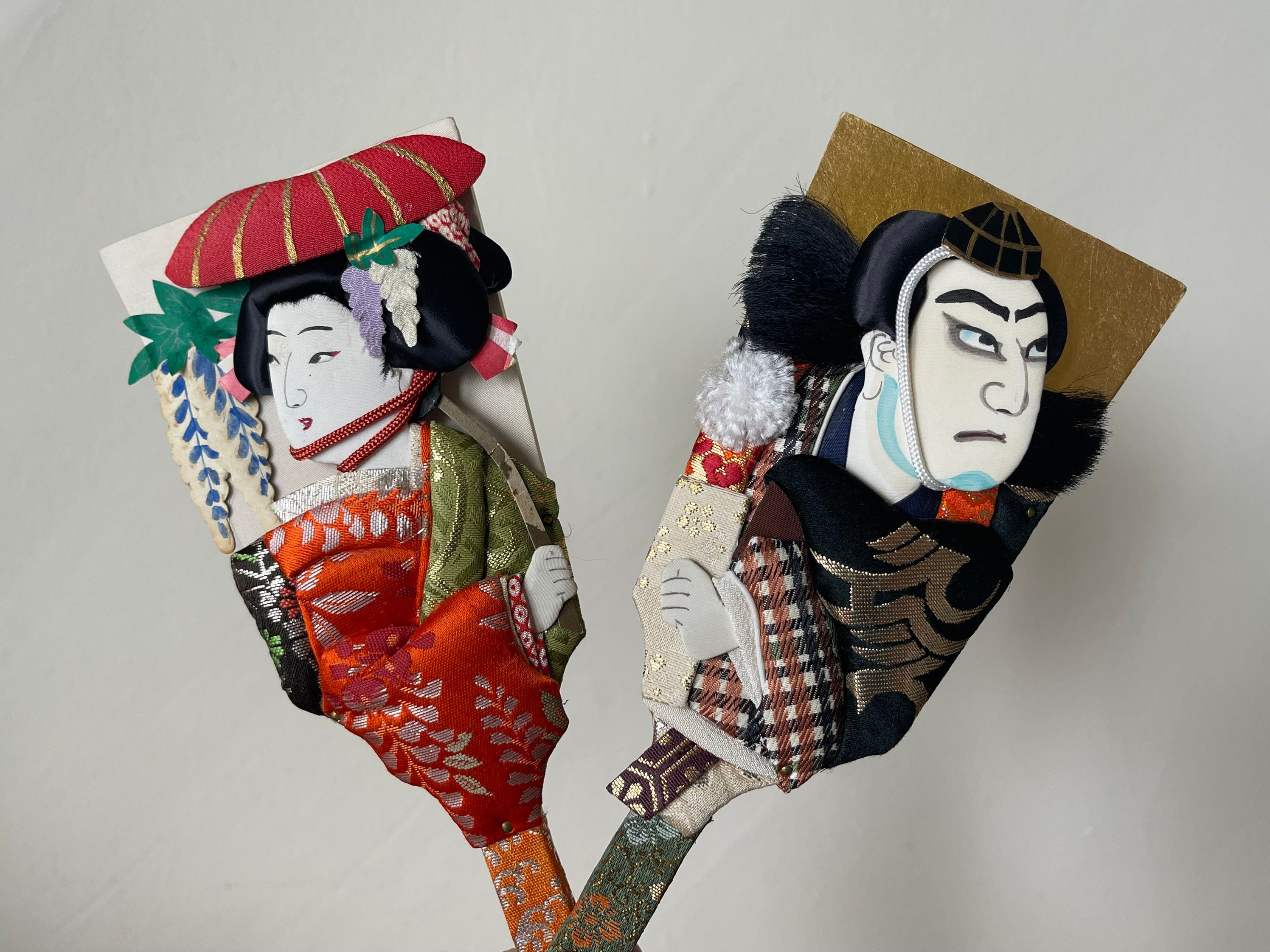 Vintage Japanese Hagoita Paddles Decorative Geisha and Kabuki Oshi