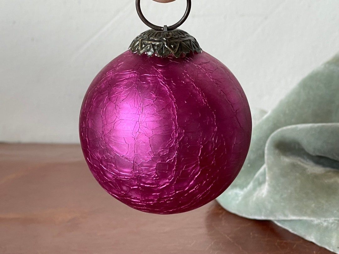 Vintage Pink Glass Kugel Christmas Tree Ornament Heavy Blown Etsy