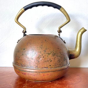 Hammered Copper Arts and Crafts Tea Kettle Schulte-Ufer Hammered Copper & Brass Made in Germany Unique Bauhaus SUS Kettle SI1398