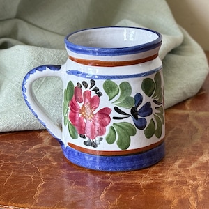 Hand Painted Austrian Folk Art Ceramic Mug J. Graf Pottery Studio Salt Glaze Floral Design Cup Made in Stoob Austria PC4876