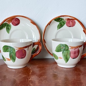 Franciscan Apple Pattern Cups and Saucers Set of 2 England Back Stamps Made in England PC2708