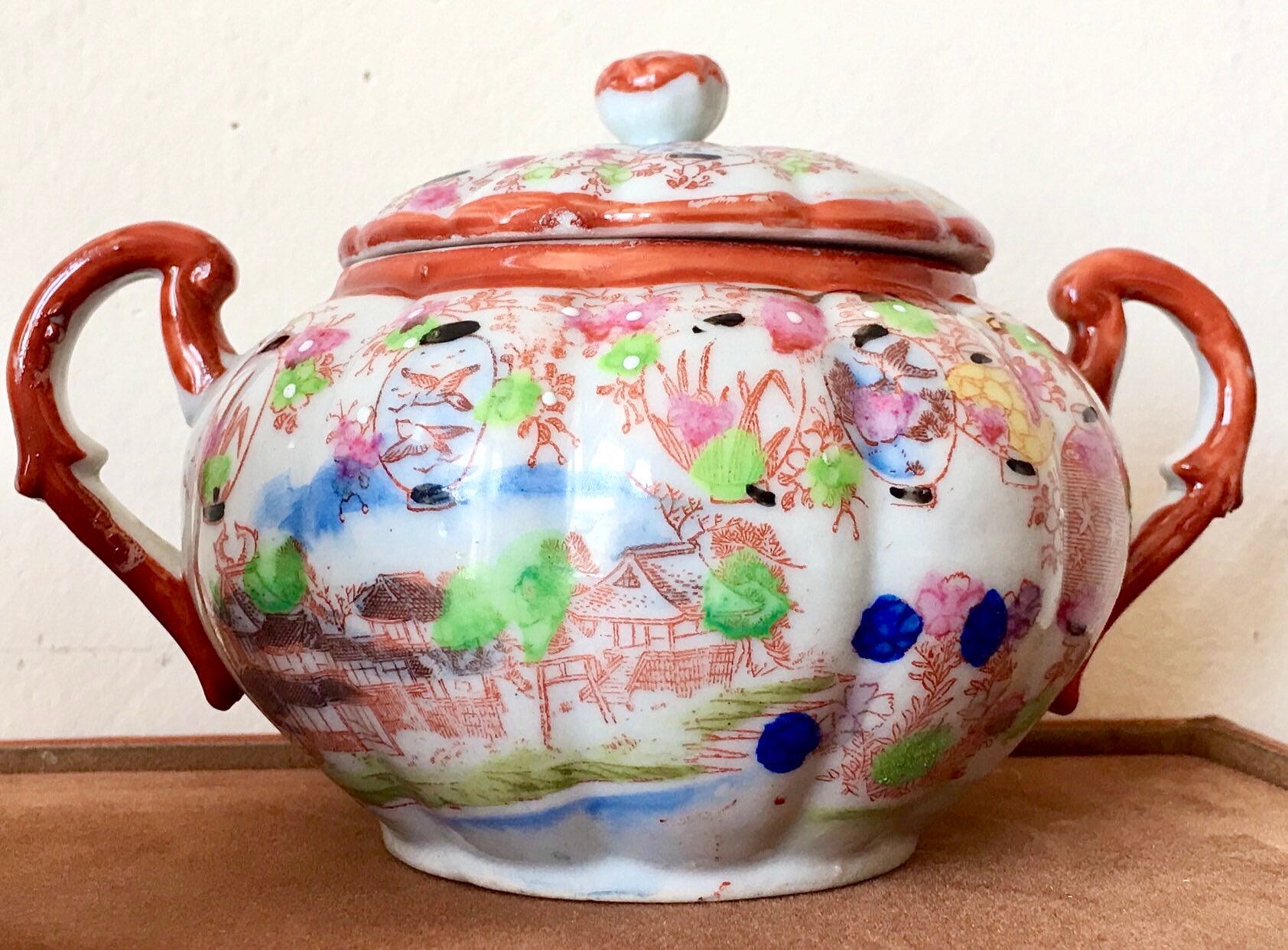 Antique Japanese Hand Painted Geisha Porcelain Creamer and