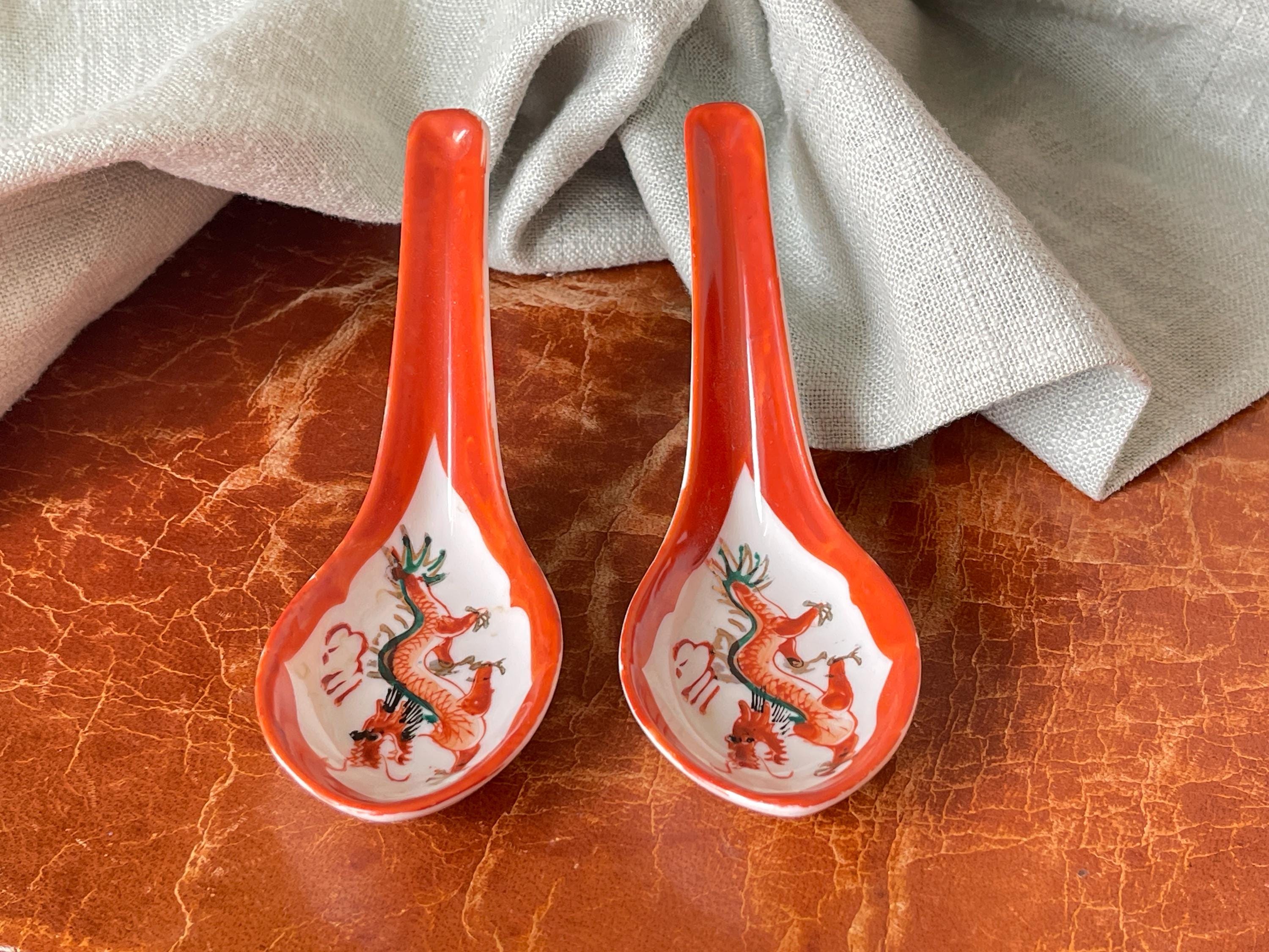 Antique Chinese Republic Porcelain Spoons Set of 2 Soup Spoons With ...