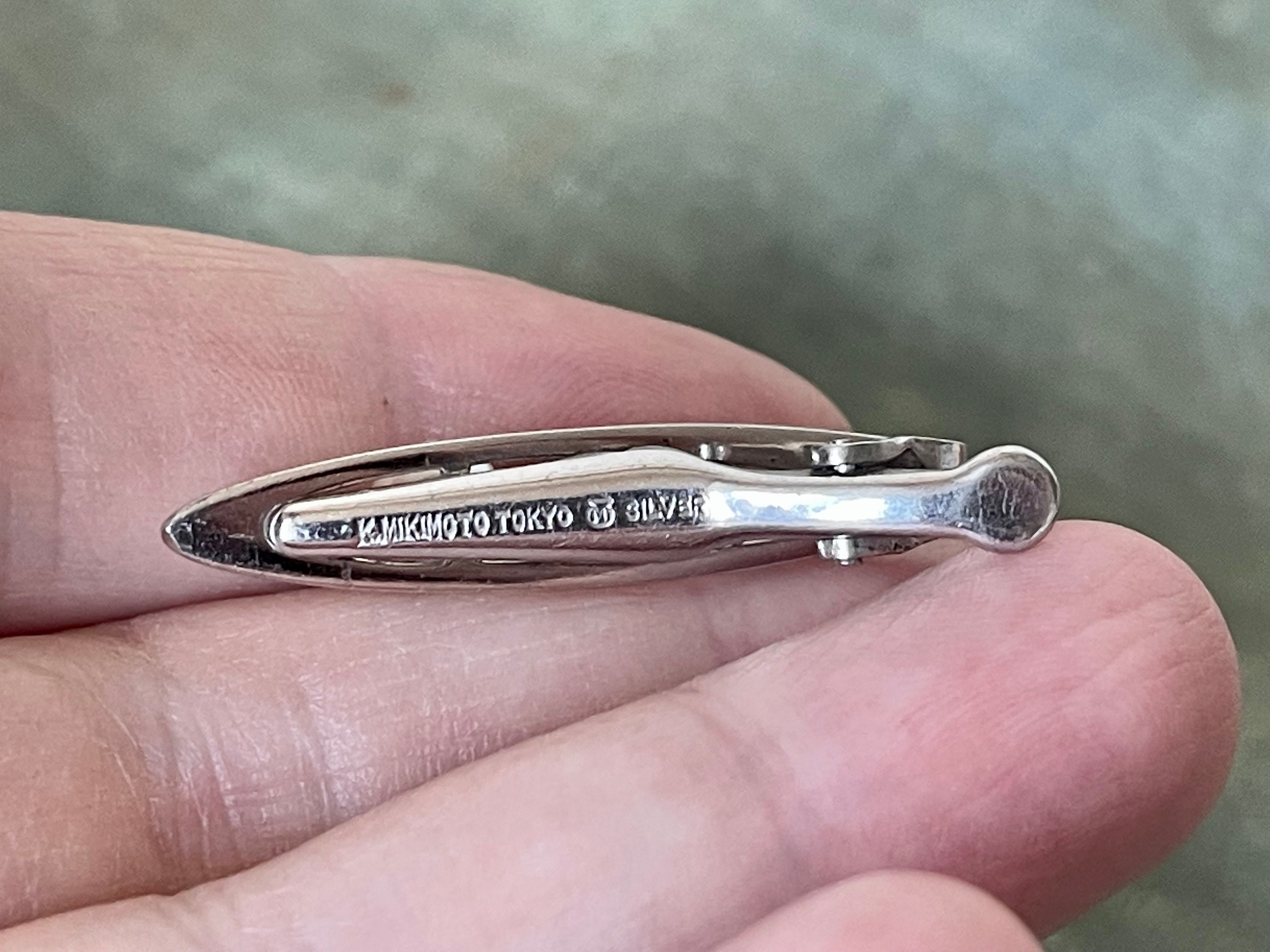 Vintage Mikimoto Pearl Sterling Silver Tie Clip Made in
