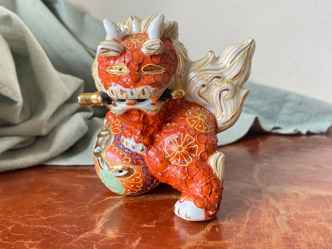 Vintage Satsuma Foo Lion Figure Shisa Dog Foo Dog Decoration Chinese