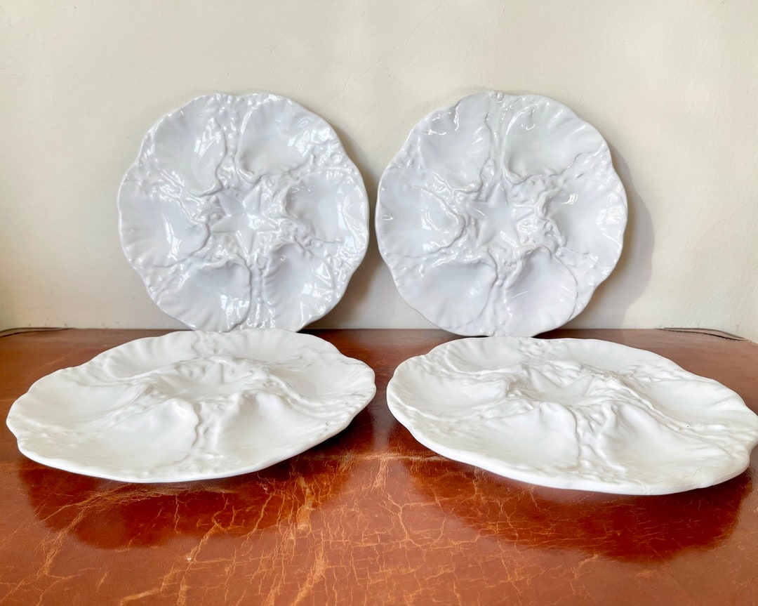 Portugal Majolica Pottery Oyster Plates Set of 4 Portuguese Etsy