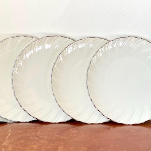 Vintage Lenox Weatherly Salad Plates Set of 4 1950’s Swirl Design Bone China Plates with Platinum Trim Made in USA PC3894